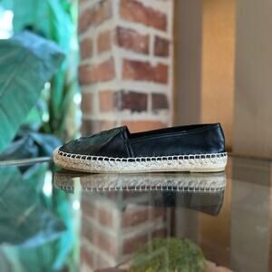 SAINT LAURENT Black Leather Espadrilles SZ 37.5 (US 7.5)